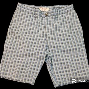 Original Penguin by Munsingwear Men's blue black white plaid shorts size 30